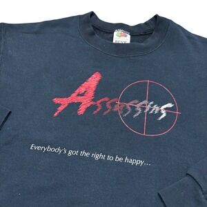 Vintage Fruit of the Loom Mens Black Parkland Theatre 04 Assassins Sweatshirt M